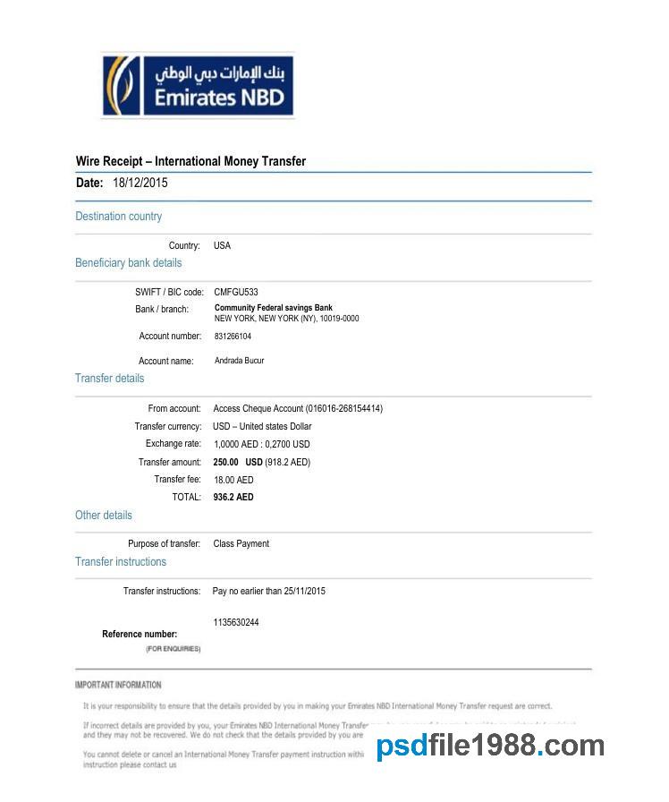 UAE NBD International Money Transfer